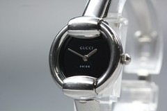 [Exc+5] GUCCI 1400L Black Dial Silver 26mm Quartz Women’s Vintage Watch