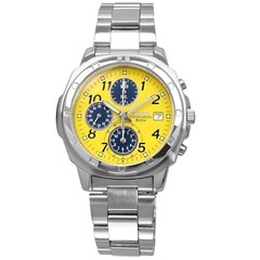 SEIKO Chronograph SND409P Yellow Dial Quartz Watch Men Stainless Steel Y865459