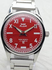 HMT Pilot Red Dial Vintage Watch 17 Jewels Mechanical Mixed Numerals Rare India