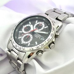 SEIKO 7T92-0DW0 Chronograph Black Dial Watch