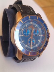 Invicta Pro Diver Chronograph 46mm Blue Gold WR100 Quartz New Battery