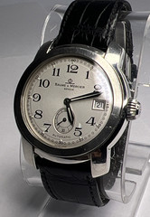 Baume & Mercier 39mm Steel Capeland Automatic Date Watch Silver Off White Dial