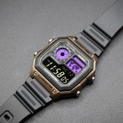 CASIO AE-1200WHD. Royale World Time Watch Mod. Purple Filter. Negative Display