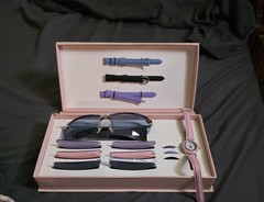 VTG. SUN GLASSES & LADIES WATCH W, INTERCHANGEABLE COLOR WATCH NOT TESTED