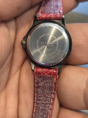 Vintage Alpine Watch Black Dial Red Band Works New Battery C70