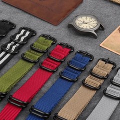 Durable Field Watch Easy Read Dial 24H Display Nylon Strap Quartz Movement