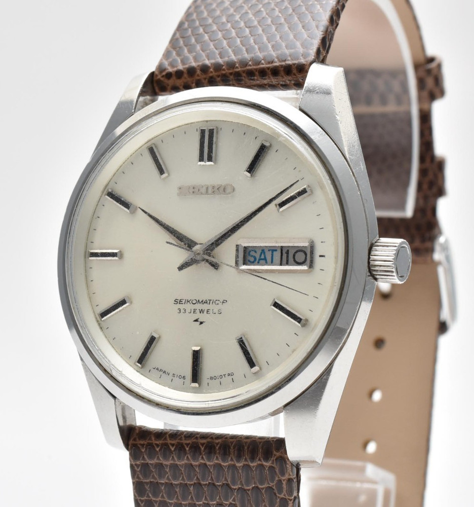 Vintage [Exc+5] SEIKO Seikomatic-P 5106-8010 33 Jewels Automatic Day-Date Japan