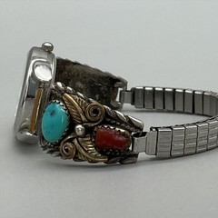 Nadia Women Watch 24mm Southwest Turquoise Coral Tips Stretch Band New Battery