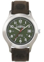 Timex Expedition Men’s Green Dial Quartz 38mm Brown Leather Strap Date 50m
