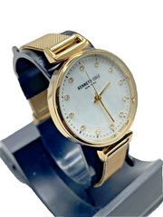 Kenneth Cole New York 30mm M of Pearl dial Gold Tone ladies Watch 10mm mesh Band