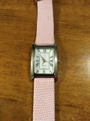 Pink Cancer Awareness Ribbon Ladies Watch, running w/new battery installed I