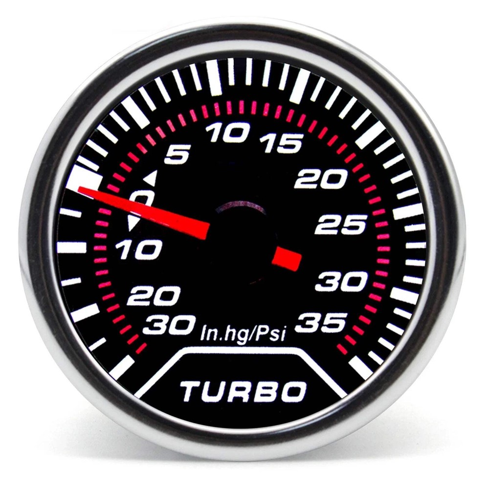 52mm Racing Gauge 12V LED Smoke Len -1~0~2 BAR Turbo Boost Water Temperature Oil