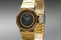 SEIKO V701-5K70 Decagon Quartz Black Dial Men’s Watch Vintage 1991 [Near MINT]