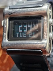 Nike Triax Digital Quartz 50m WR Day 38mm Silver Steel Black Rubber Strap