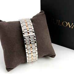 Bulova Crystal Octava 98C133 Quartz Rose Gold Dial Stainless Men’s Watch 41.5mm