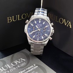 Bulova Men’s Marine Star 96B256 Blue Dial Quartz Chronograph Watch 43MM