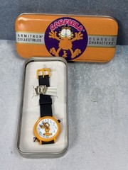 Vintage 90s Armitron Quartz Watch Garfield Orange Black New Old Stock In Case
