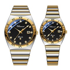 Couples Men Women Luxury Rhinestone Date Quartz Wrist Watch Waterproof Luminous