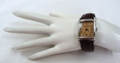 EMPORIO ARMANI AR0204 TANK BROWN LEATHER ADJUSTABLE BAND WRIST WATCH