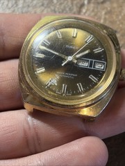 Timex Viscount Men’s Day Date Gold Tone Automatic 38mm Watch 47960 03376
