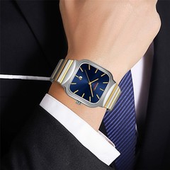 SKMEI Men Square Watch Steel Business Male Watch Date Week Display Wristwatch