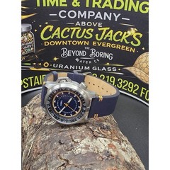 Axwell Vertigo Automatic Blue Dial Watch Black Compass Bezel Date Leather Strap