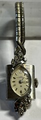 Antique 14k White Gold Natural 6 Diamonds Lady Hamilton Watch 14.5 Grams Working