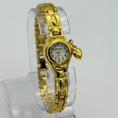 Women’s Gold Tone Classic Petite Bracelet Watch, White Dial, Runs, Heart Charm