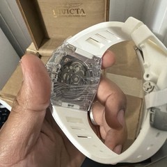 Invicta Artist Radian Prism Automatic Skeleton Dial Multicolor White Strap