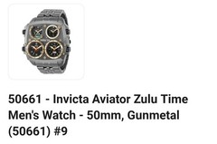 Invicta Aviator Zulu Time Men’s Quartz Analog Multi-Dial 50mm Gunmetal 100m