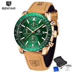 BENYAR Men’s Quartz Watch Leather Luminous Waterproof Multifunction Gift Box