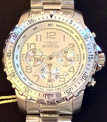 LNIB Invicta Specialty Collection Watch Model #6620 45mm Silver Toned Black Dial