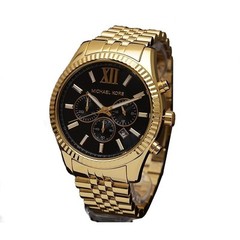 NEW Authentic Michael Kors Lexington Gold-Tone Black Dial Men’s Watch MK8286