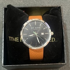 Ted Baker Men’s Analog Watch Brown Leather Strap – BNWT/Box/Papers Needs Battery