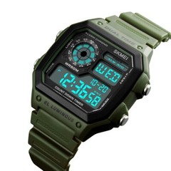 Army Green Mens Digital Watch Multifunction Waterproof Casual Wristwatch Sports