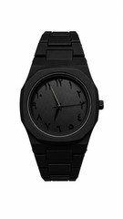 Black Analog Wrist Watch Arabic Numeral Dial Black Metal Bracelet Watch