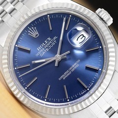 ROLEX MENS DATEJUST 16234 18K GOLD STAINLESS STEEL BLUE DIAL JUBILEE WATCH