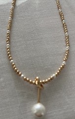 New Collection Of Jewelry. Watch. Baby Gold And Pearl Neck. One Pear Hangs Down