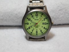 Mens Soki Water Resistant 3 ATM Glow in the Dark Watch. New Battery