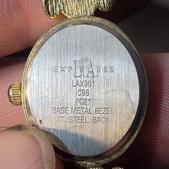 La Express Vintage Watch with Heart Band Cameo Women Ladies Gold Tone