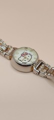 Sanrio Hello Kitty Ladies Gold Tone Rhinestone Bangle Watch (Model HKAQ2438)