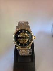 Lavaredo Automatic Skeleton Watch Men 42mm Black Gold Silver Tone 8.25″ WRIST
