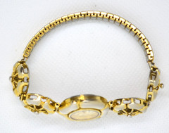 Vintage LA Express Womens Watch Gold Tone Flower Charm Link Bracelet Floral Dial