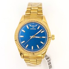 Invicta Specialty 69007 40mm Blue Dial Gold SS Bracelet Quartz Men’s Watch