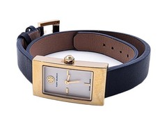 Tory Burch Buddy Signature Double-Wrap Leather Strap Ladies Designer Wristwatch