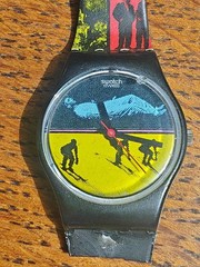 Vintage 1988 Swatch Lady watch from the “Gent” family, “Frozen Dreams” model.