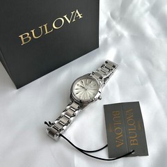 Bulova 96P219 Diamond Lady Sutton Silver Dial 28mm Women’s Quartz Watch-New