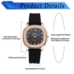 Women Girls Rhinestone Square Dial Jelly Silicone Band Quartz Analog Wrist Watch