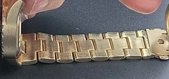 VTG Accutime 47mm All SS Gold Tone Japan Quartz Watch Rotating Bezel New Battery