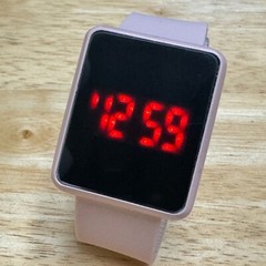 Accutime Pink Modern Rectangle Touch Red LED Digital Quartz Watch New Battery